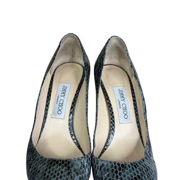 Jimmy Choo Two Tone Snakeskin Python Leather Abel Heels 38.5 Pumps - Picture 8 of 10